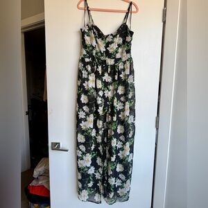Floral Black Jumper w Sheer Wrap